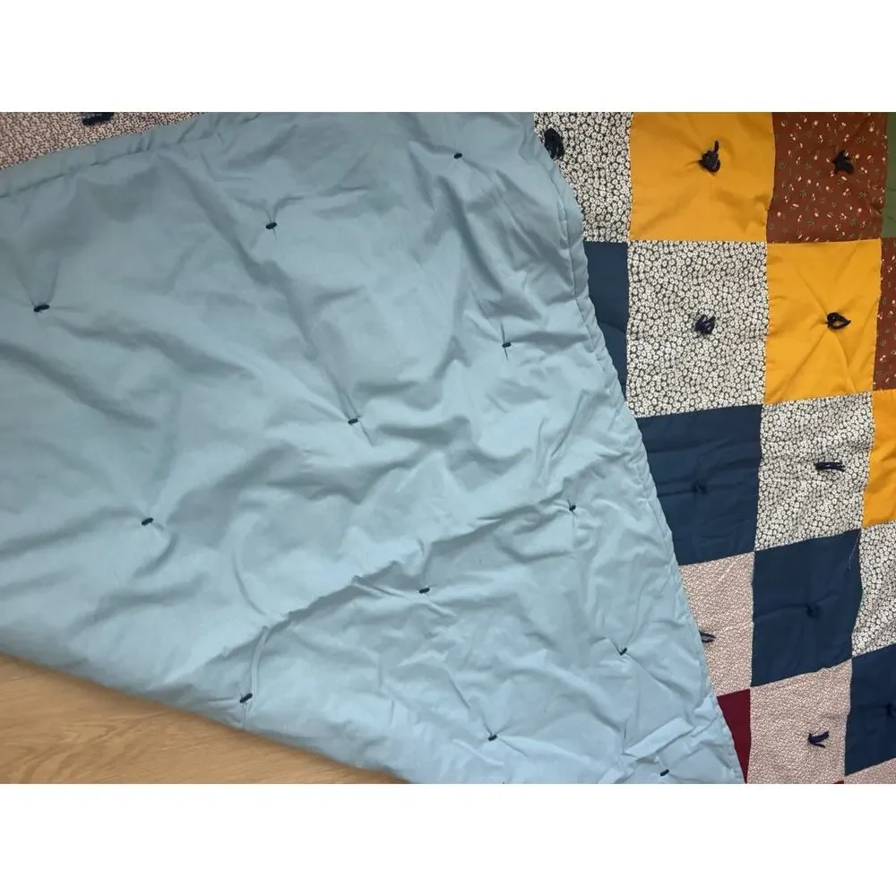Vintage Handmade Patchwork Quilt Hand Tied Patchwork 76x61